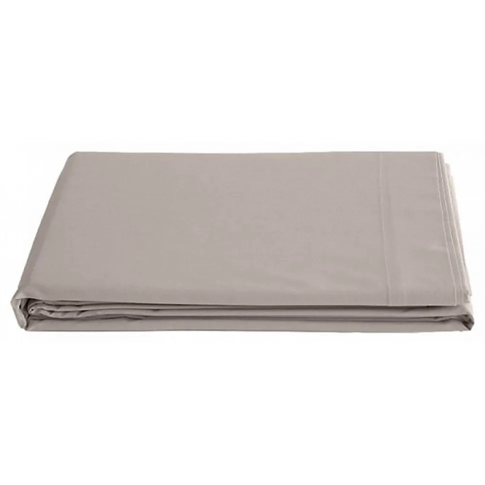 Drap plat percale pur coton peigné longues fibres 80 fils/cm² Vent du sud - Lin - 240 x 300 cm pour lit 2 places