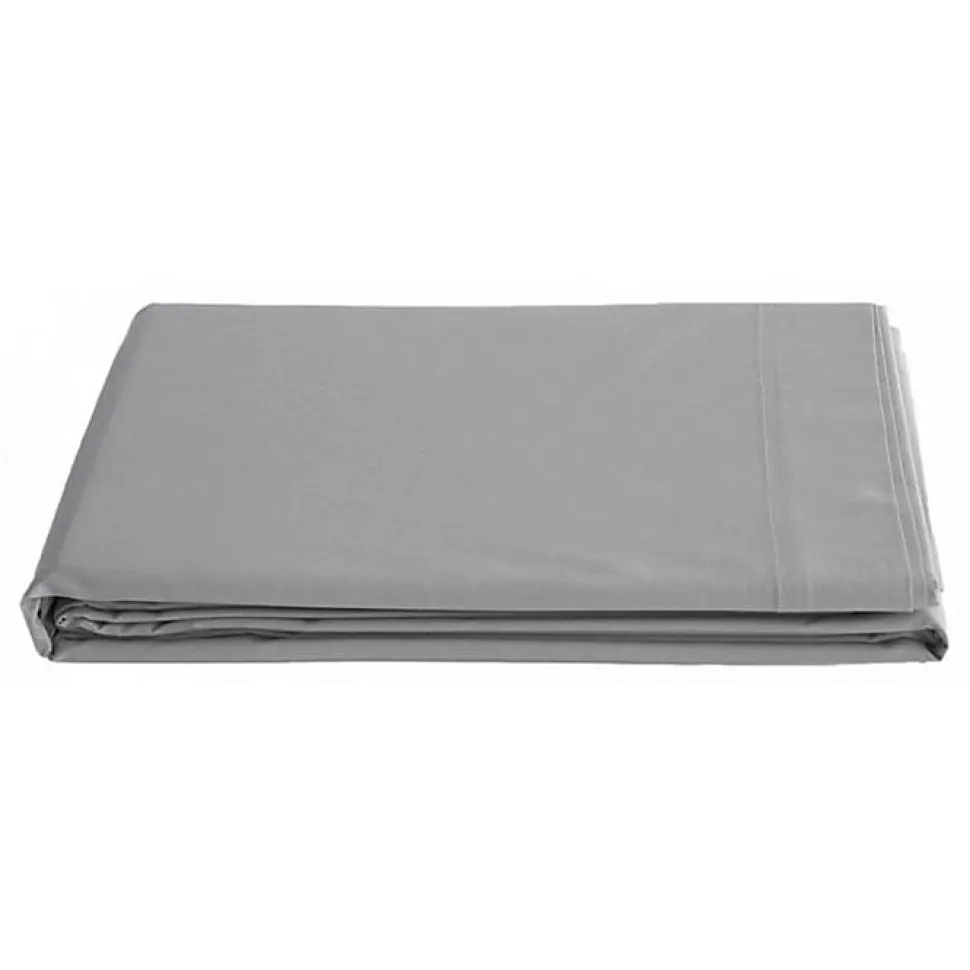 Drap plat percale Vent du Sud 240x300 cm Gris coton peigné