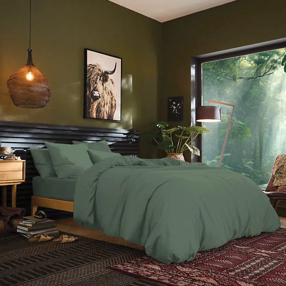 Drap plat Prémium Coton Pur 180x290 cm Vert fonce