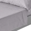 Drap plat satin rayé en coton égyptien 330 fils gris, 178x255 cm - HOMESCAPES