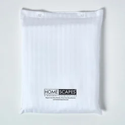 Drap plat satin rayé en coton égyptien 330 fils blanc, 270x300 cm - HOMESCAPES