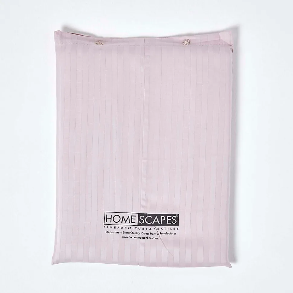 Drap plat satin rayé en coton égyptien 330 fils violet, 178x255 cm - HOMESCAPES