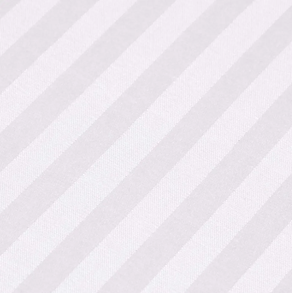 Drap plat satin rayé en coton égyptien 330 fils blanc, 230x255 cm - HOMESCAPES