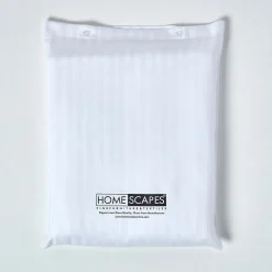 Drap plat satin rayé en coton égyptien 330 fils blanc, 180x290 cm - HOMESCAPES