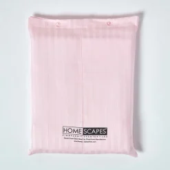 Drap plat satin rayé en coton égyptien 330 fils rose, 270x300 cm - HOMESCAPES