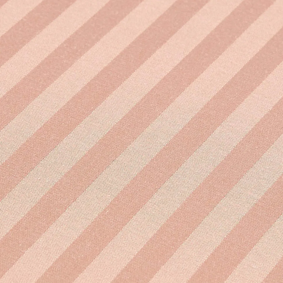 Drap plat satin rayé en coton égyptien 330 fils taupe, 270x300 cm - HOMESCAPES