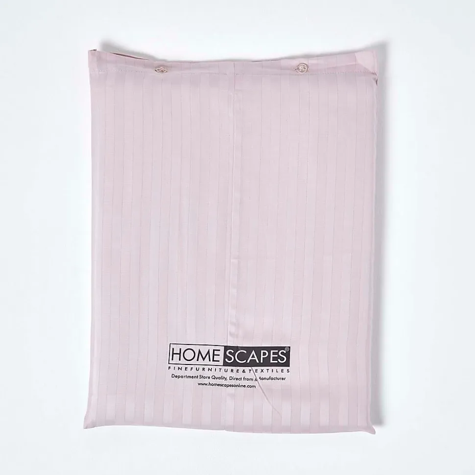 Drap plat satin rayé en coton égyptien 330 fils violet, 180x290 cm - HOMESCAPES