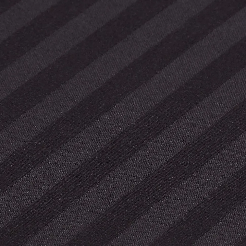 Drap plat satin rayé en coton égyptien 330 fils noir, 240x275 cm - HOMESCAPES