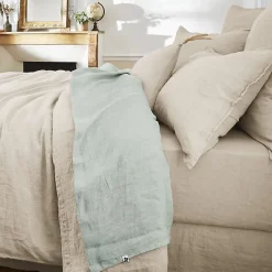 Drap plat "Soline" toutes dimensions Lin lavé - Soline Eucalyptus - 240 x 300 cm pour lit 2 places