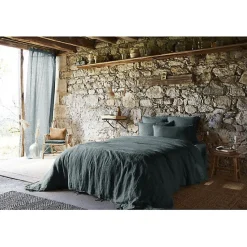 Drap plat "Soline" toutes dimensions Lin lavé - Soline Ardoise - 270 x 300 cm pour lit King size