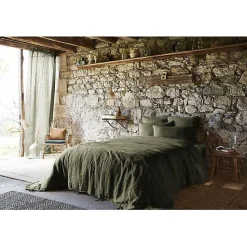 Drap plat "Soline" toutes dimensions Lin lavé - Soline Thym - 240 x 300 cm pour lit 2 places