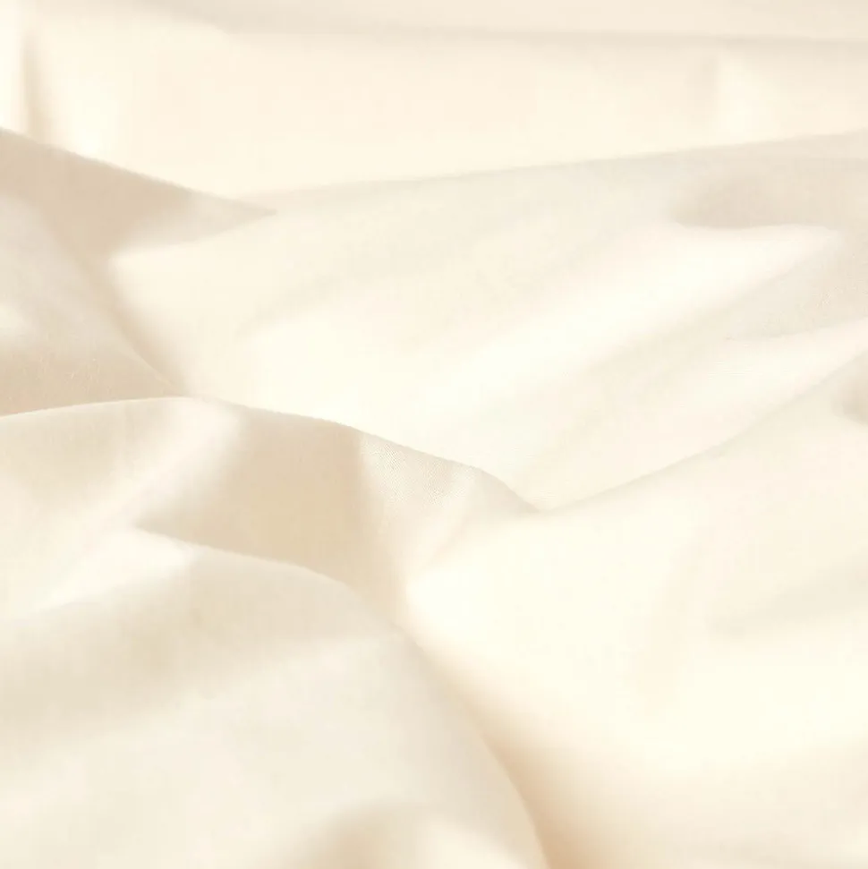 Drap plat uni 100 % coton égyptien 200 fils ivoire, 270x300 cm - HOMESCAPES