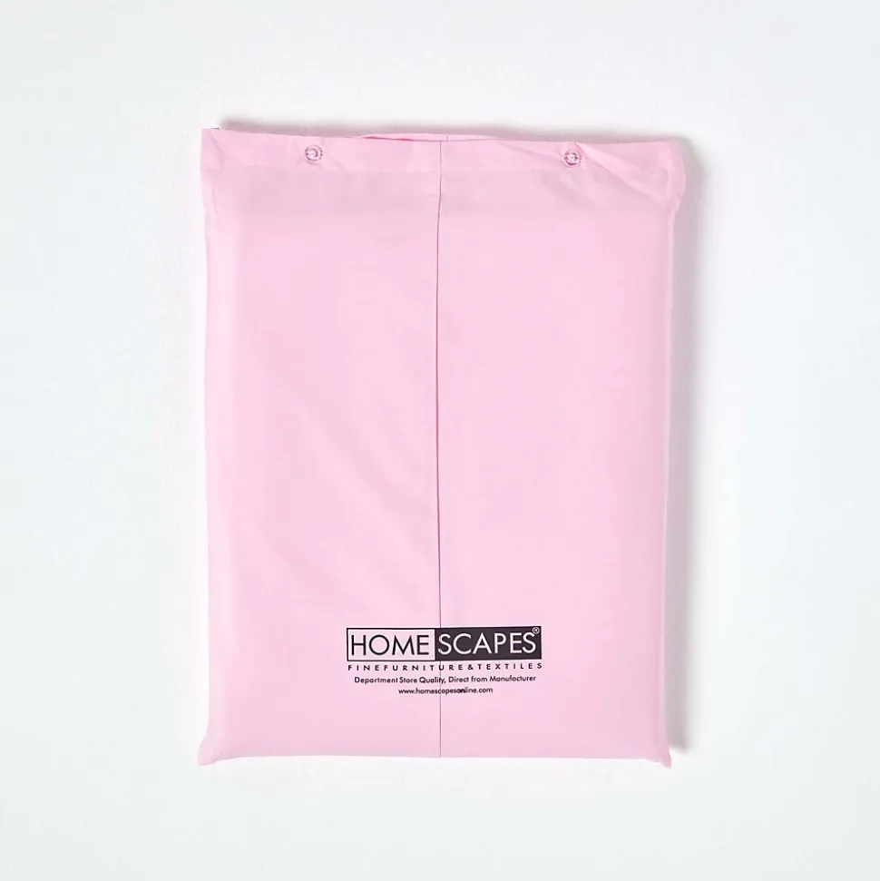 Drap plat uni 100 % coton égyptien 200 fils rose, 270x300 cm - HOMESCAPES