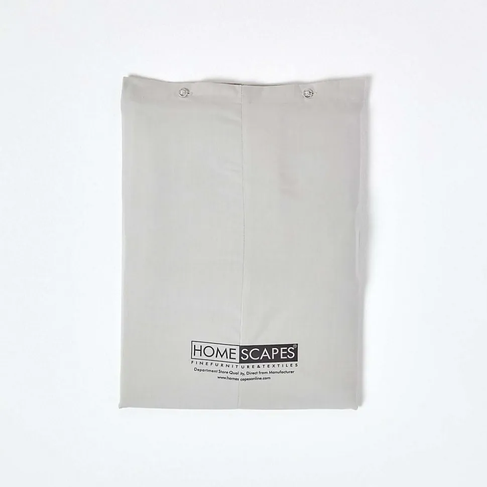 Drap plat uni 100 % coton égyptien 200 fils gris argent, 178x255 cm - HOMESCAPES