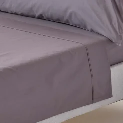 Drap plat uni 100 % coton égyptien 200 fils gris foncé, 178x255 cm - HOMESCAPES