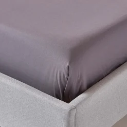 Drap plat uni 100 % coton égyptien 200 fils gris foncé, 178x255 cm - HOMESCAPES