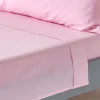 Drap plat uni 100 % coton égyptien 200 fils rose, 275x275 cm - HOMESCAPES
