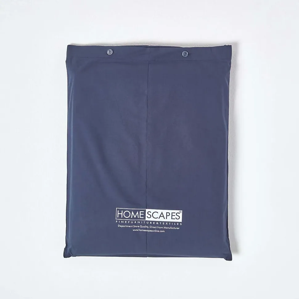 Drap plat uni 100 % coton égyptien 200 fils bleu marine, 270x300 cm - HOMESCAPES