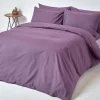 Drap plat uni 100 % coton égyptien 200 fils violet, 230x255 cm - HOMESCAPES