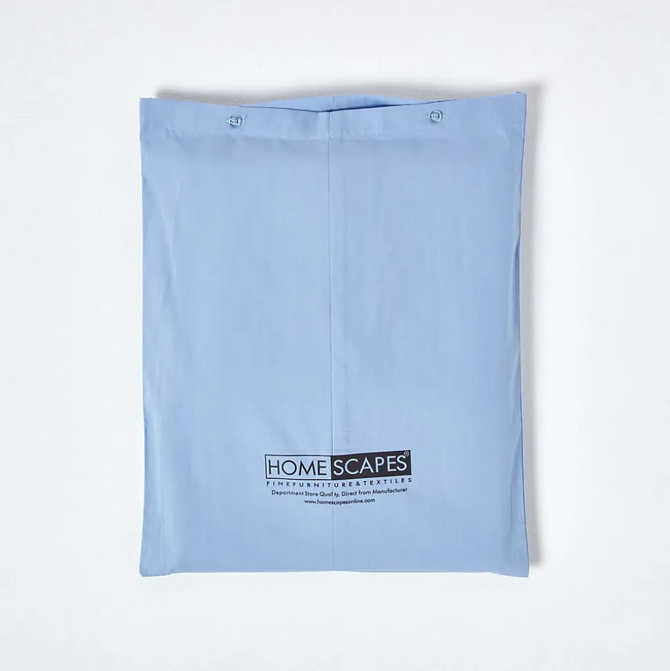 Drap plat uni 100 % coton égyptien 200 fils bleu, 240x275 cm - HOMESCAPES