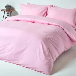 Drap plat uni 100 % coton égyptien 200 fils rose, 230x255 cm - HOMESCAPES