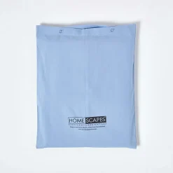 Drap plat uni 100 % coton égyptien 200 fils bleu, 240x300 cm - HOMESCAPES