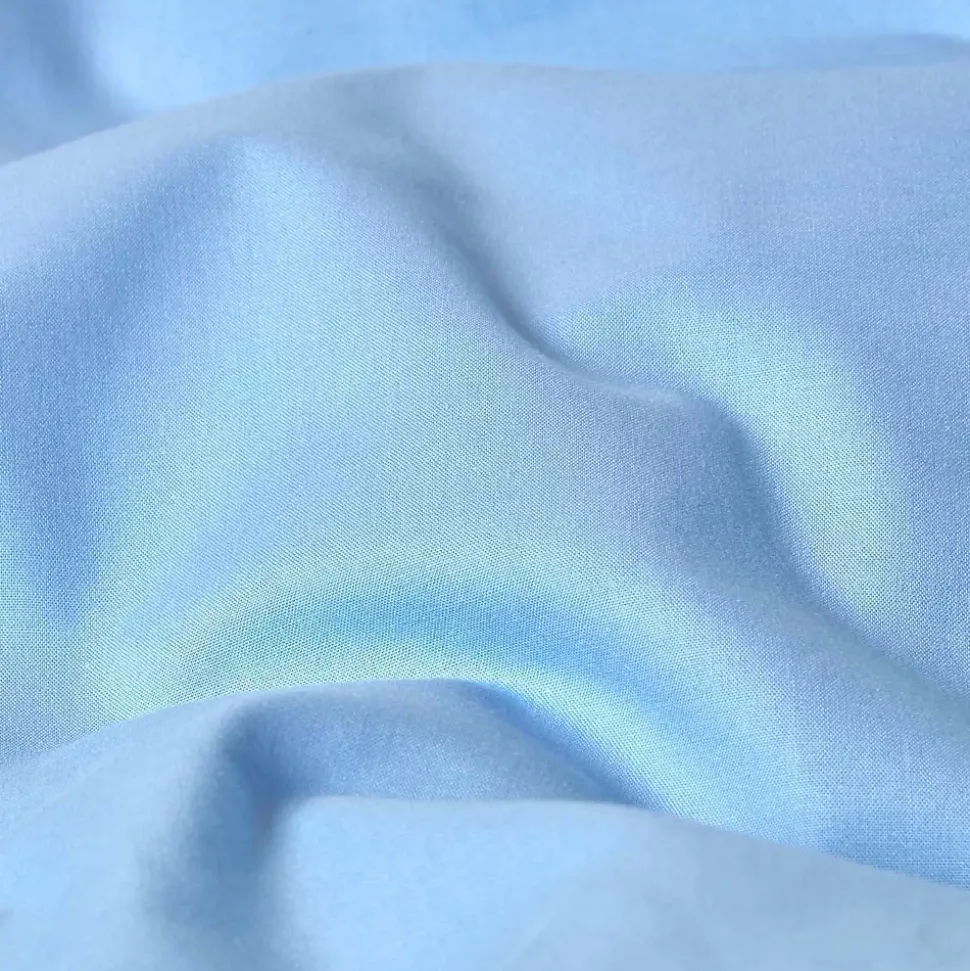 Drap plat uni 100 % coton égyptien 200 fils bleu, 240x300 cm - HOMESCAPES