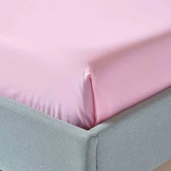 Drap plat uni 100 % coton égyptien 200 fils rose, 240x275 cm - HOMESCAPES