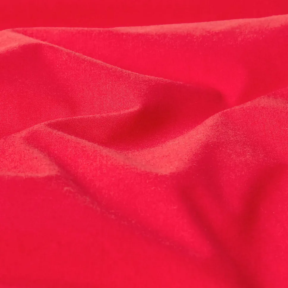 Drap plat uni 100 % coton égyptien 200 fils rouge, 180x290 cm - HOMESCAPES