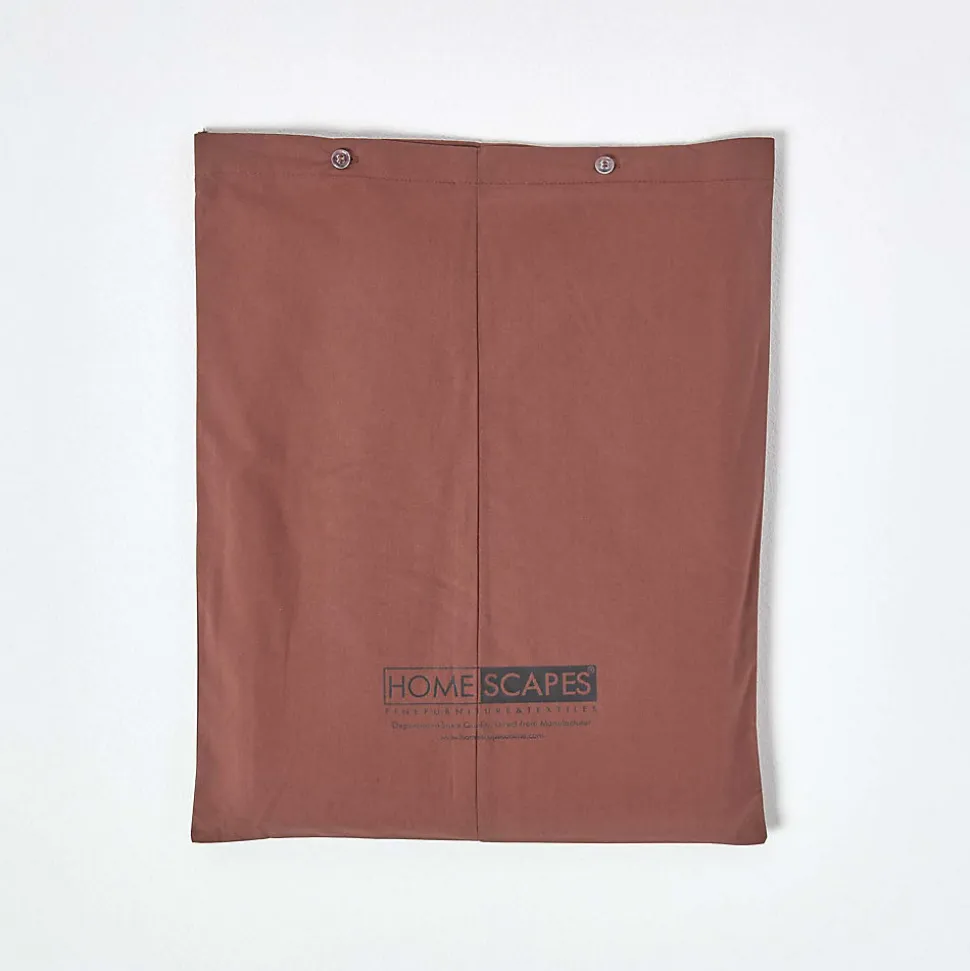Drap plat uni 100 % coton égyptien 200 fils marron chocolat, 180x290 cm - HOMESCAPES