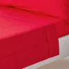Drap plat uni 100 % coton égyptien 200 fils rouge, 230x255 cm - HOMESCAPES