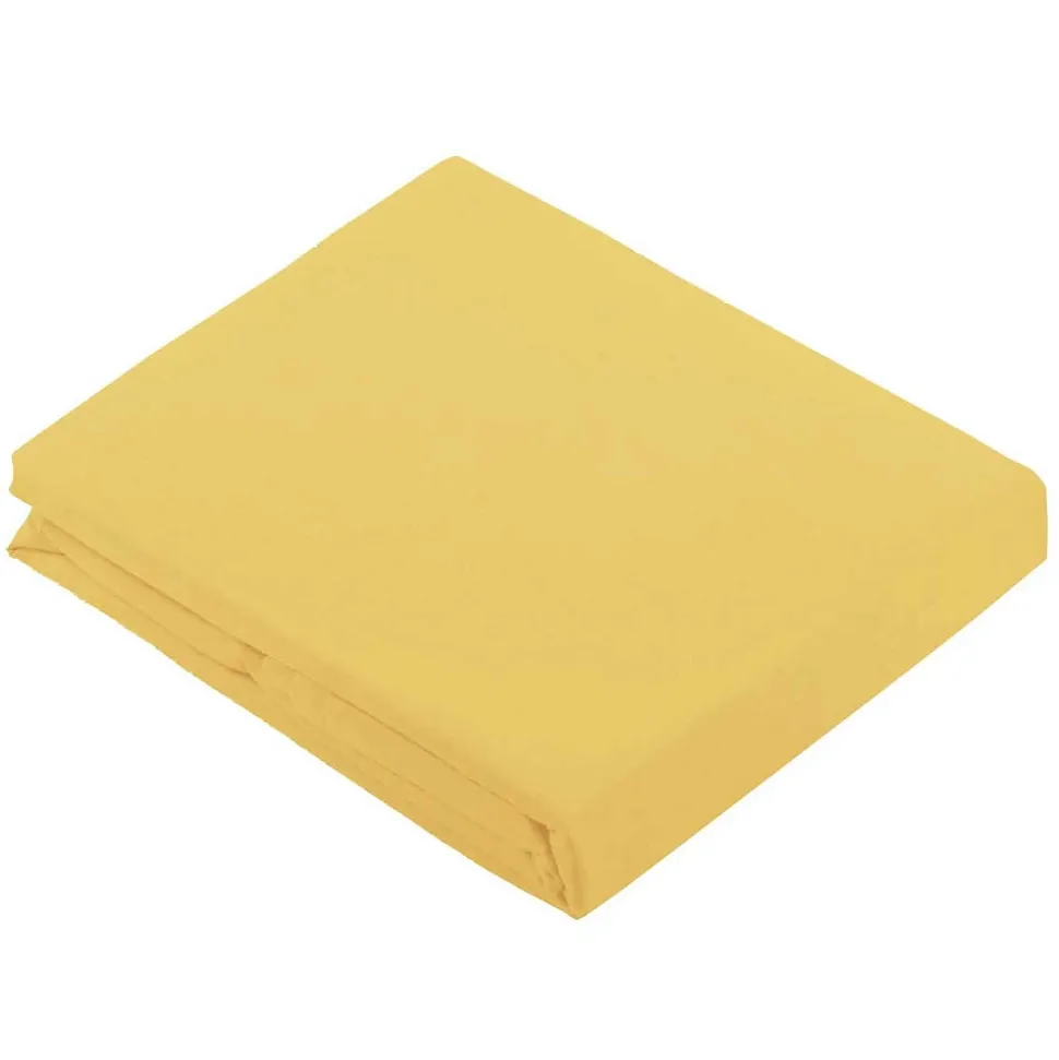 Drap Plat Uni en 100 % Coton (240x310 cm - Jaune)