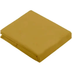 Drap Plat Uni en 100 % Coton (240x310 cm - Jaune moutarde)