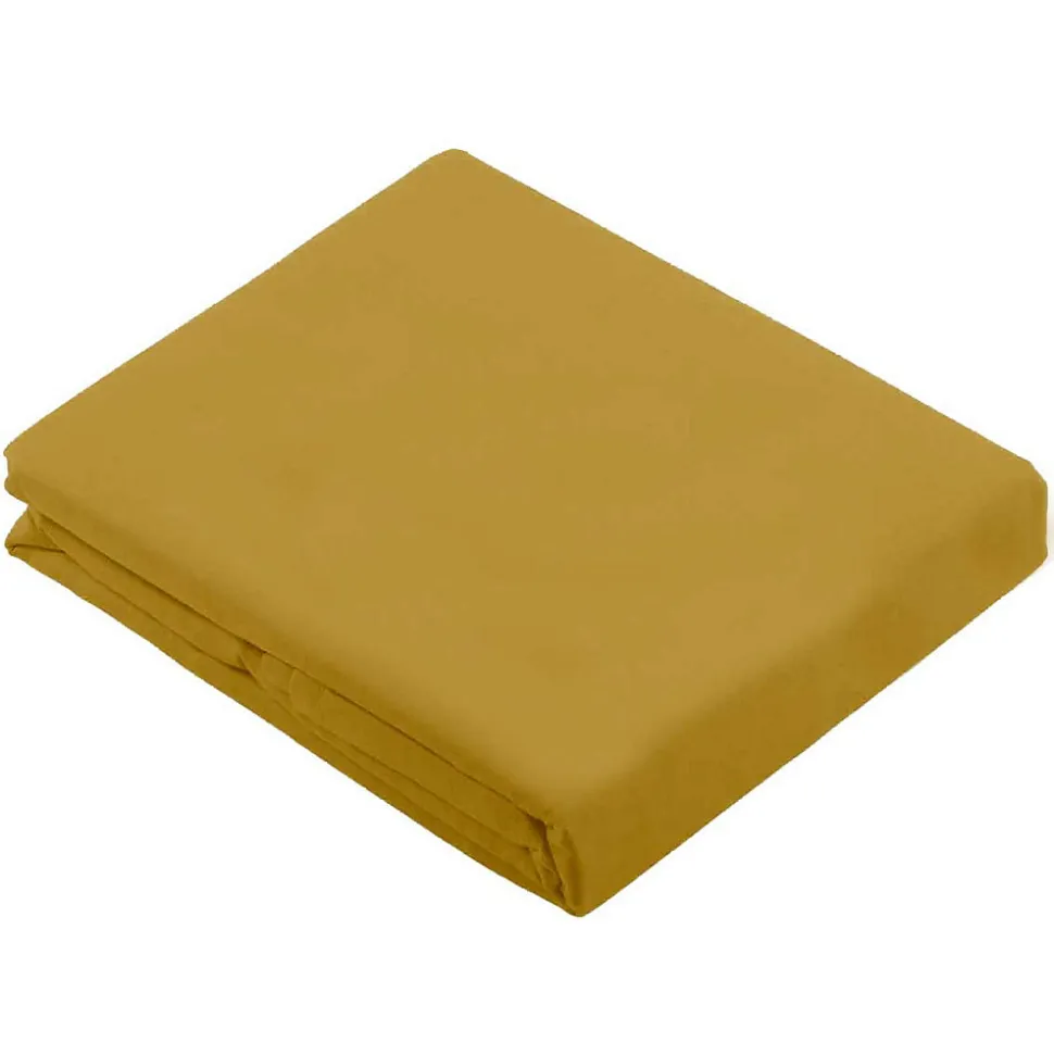 Drap Plat Uni en 100 % Coton (240x310 cm - Jaune moutarde)