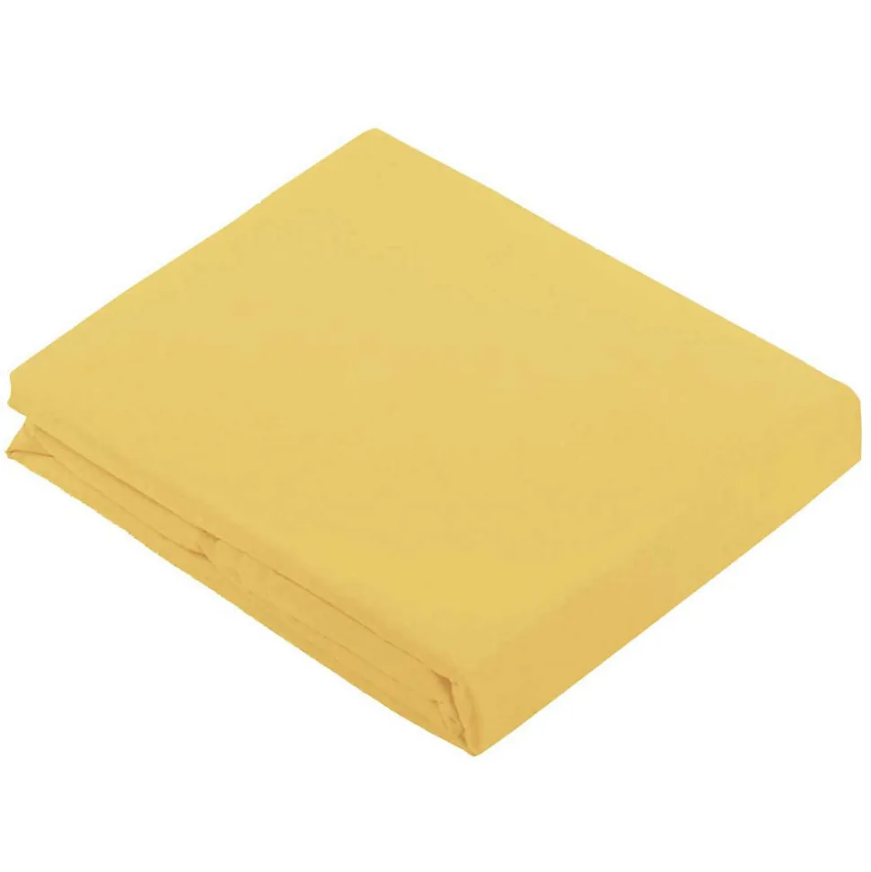Drap Plat Uni en 100 % Coton (180x290 cm - Jaune)