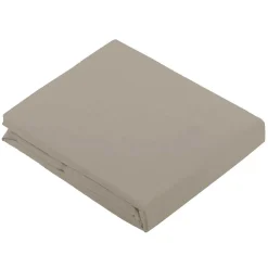 Drap Plat Uni en 100 % Coton (240x310 cm - Beige)