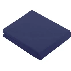 Drap Plat Uni en 100 % Coton (180x290 cm - Bleu Marine)