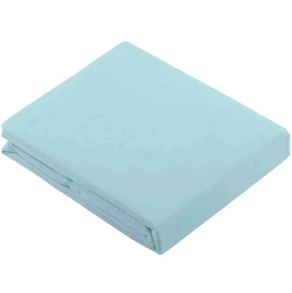 Drap Plat Uni en 100 % Coton (240x310 cm - Bleu ciel)