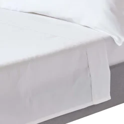 Drap plat uni en coton égyptien bio 400 fils blanc, 180x290 cm - HOMESCAPES