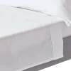 Drap plat uni en coton égyptien bio 400 fils blanc, 240x275 cm - HOMESCAPES