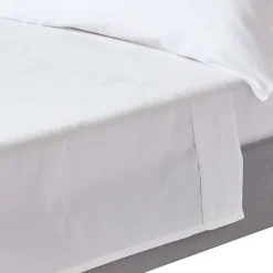 Drap plat uni en coton égyptien bio 400 fils blanc, 240x275 cm - HOMESCAPES