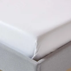 Drap plat uni en coton égyptien bio 400 fils blanc, 240x275 cm - HOMESCAPES