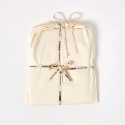 Drap plat uni en coton égyptien bio 400 fils ècru, 240x300 cm - HOMESCAPES