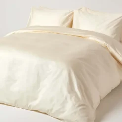 Drap plat uni en coton égyptien bio 400 fils ècru, 240x300 cm - HOMESCAPES