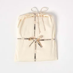 Drap plat uni en coton égyptien bio 400 fils ècru, 270x300 cm - HOMESCAPES