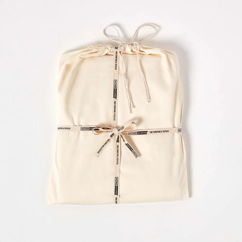 Drap plat uni en coton égyptien bio 400 fils ècru, 180x290 cm - HOMESCAPES