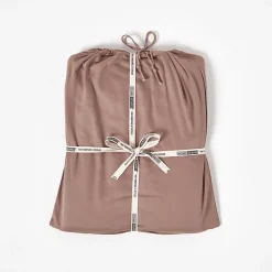 Drap plat uni en coton égyptien bio 400 fils marron, 230x255 cm - HOMESCAPES