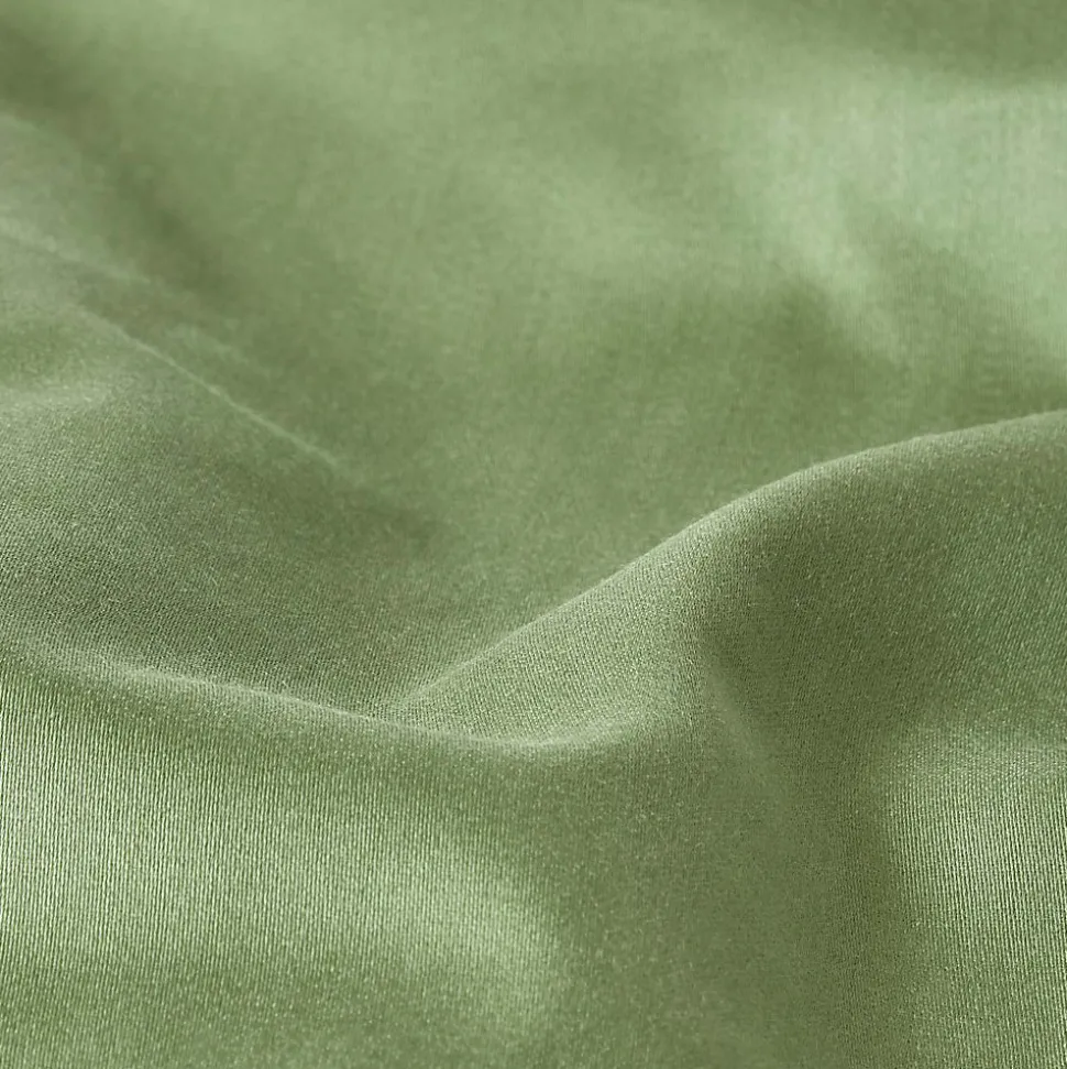 Drap plat uni en coton égyptien bio 400 fils vert mousse, 275x275 cm - HOMESCAPES