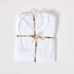 Drap plat uni en coton égyptien bio 400 fils blanc, 178x255 cm - HOMESCAPES