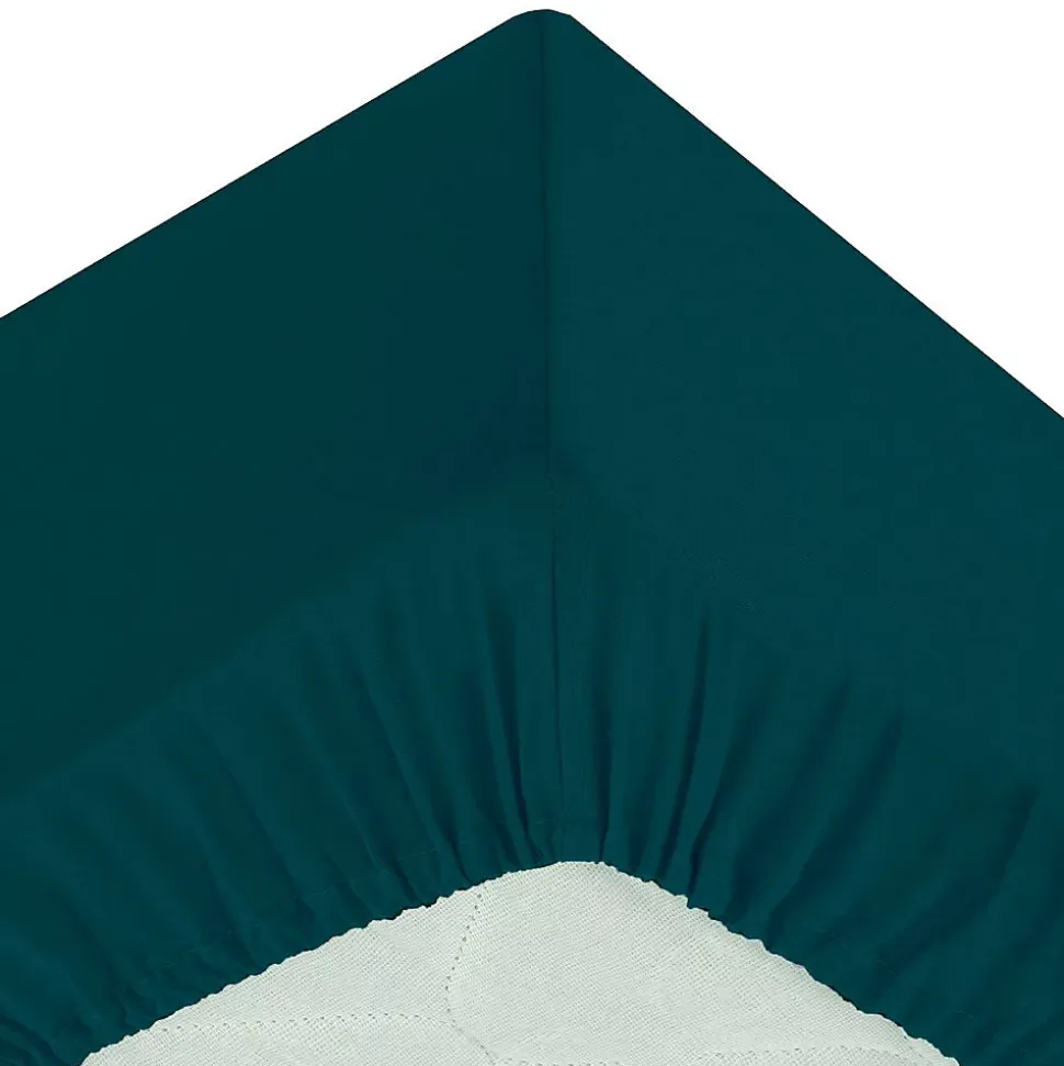 Drap-housse - percale - bleu - 140x190 cm - Atmosphera